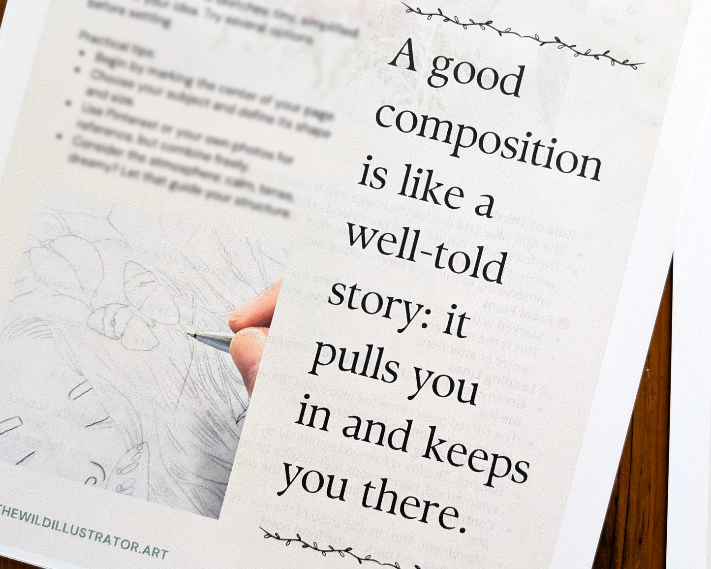 Flatlay of printable sketchbook workbook