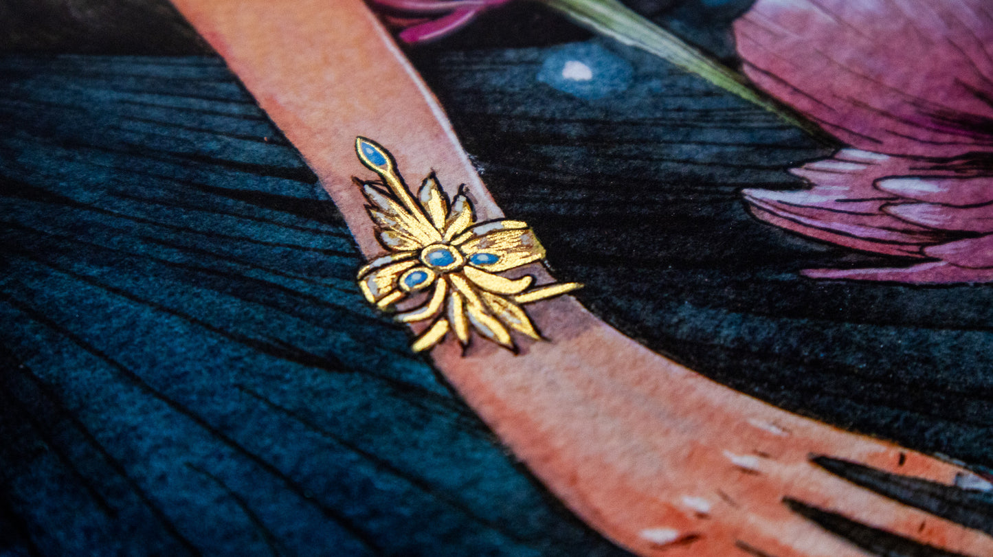 Hekate – Limited Edition A3+ Print, Hand-Embellished by the Artist with Gold