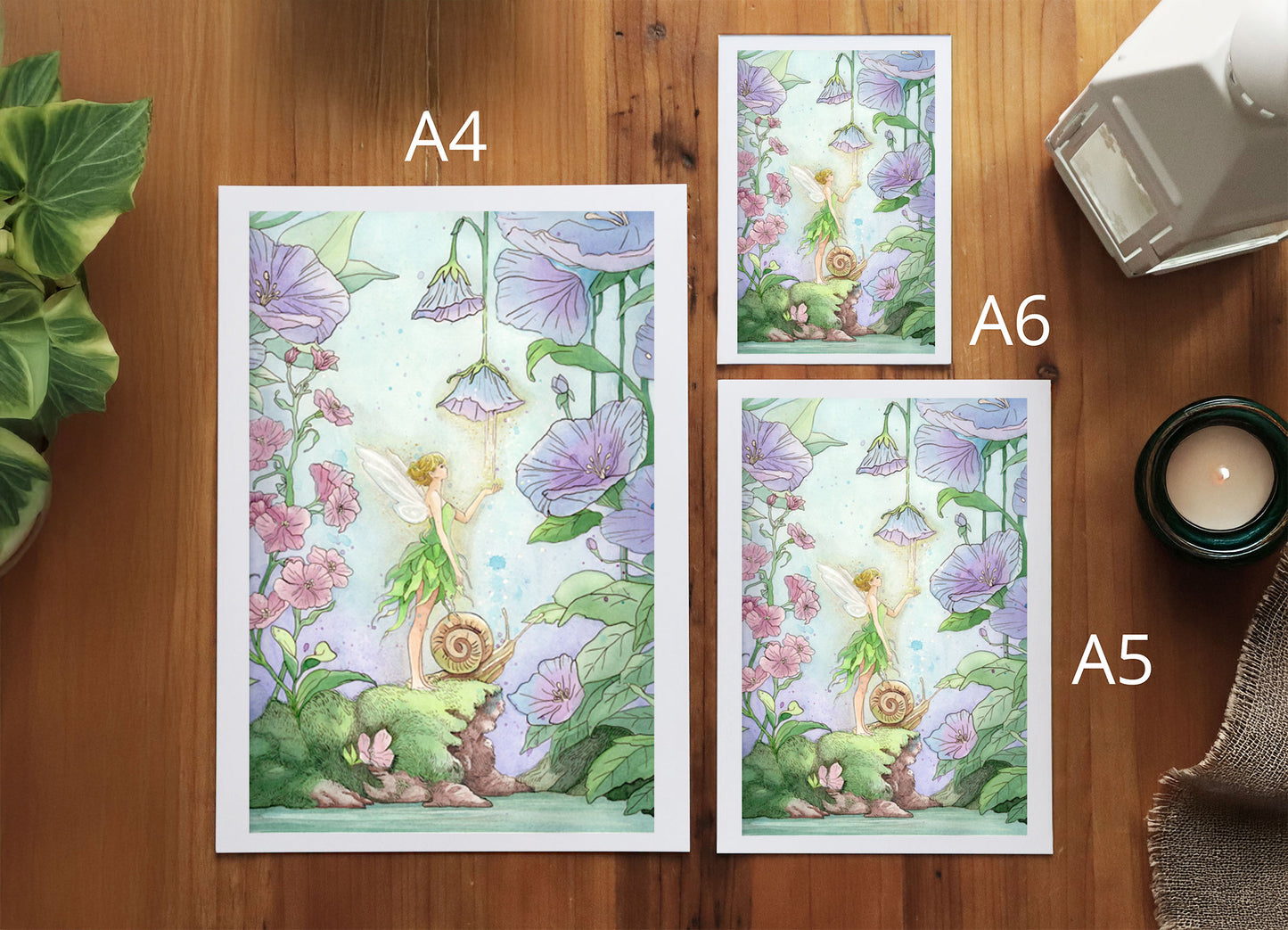 Art print "Morning Magic" inspired by Tinker Bell, soft morning light and optional gold hand-painted accents