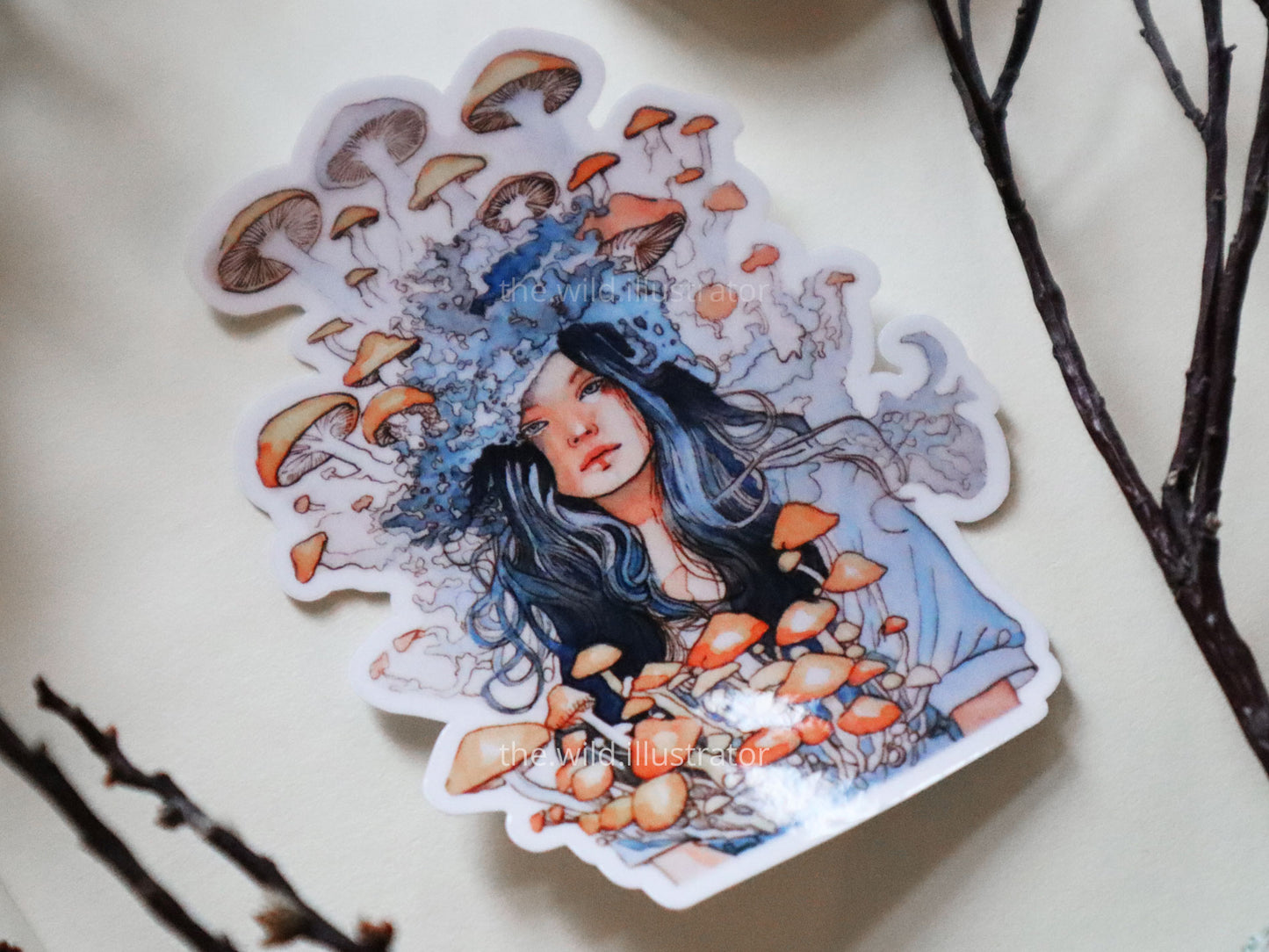 Mushroom Woman III Sticker – Mystical Forest Art Vinyl Sticker