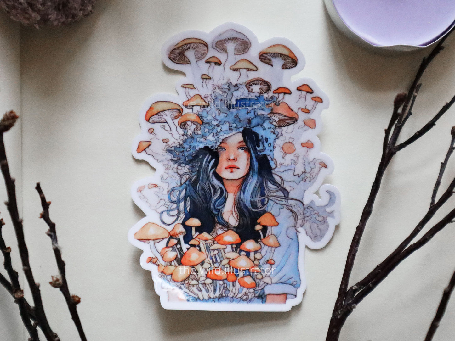 Mushroom Woman III Sticker – Mystical Forest Art Vinyl Sticker