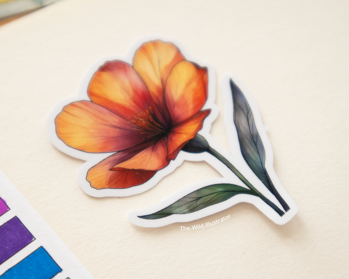 Watercolor red poppy spring sticker