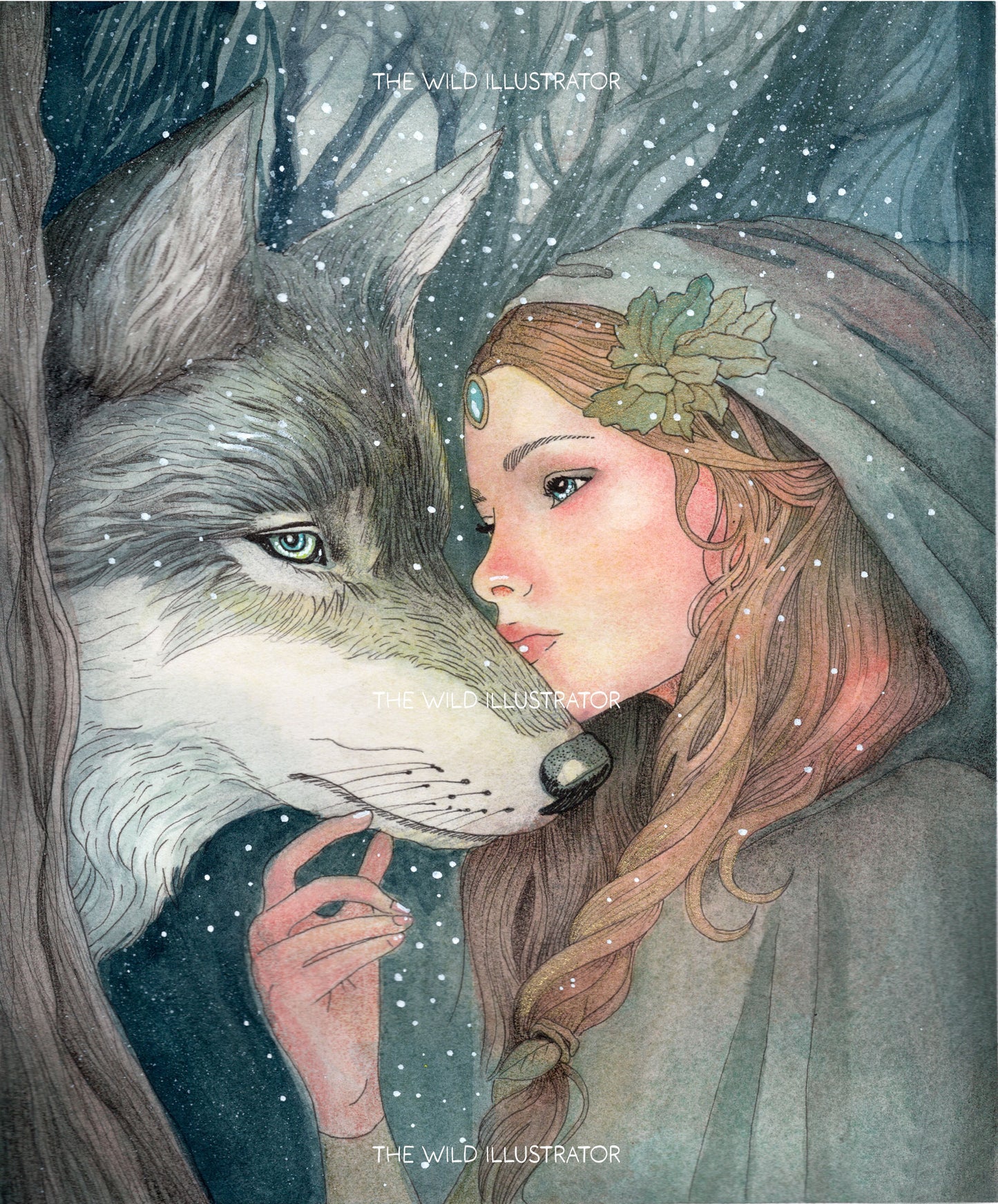 Spirit of the Wild: a mystical wolf art print symbolizing spiritual connection and natural beauty.