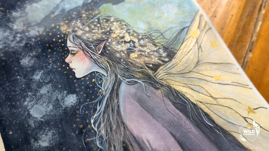 Experience the magic of Keeper of Winter’s Glow, an ASMR art journey with metallic watercolors, gold details, and Winter Solstice inspiration.