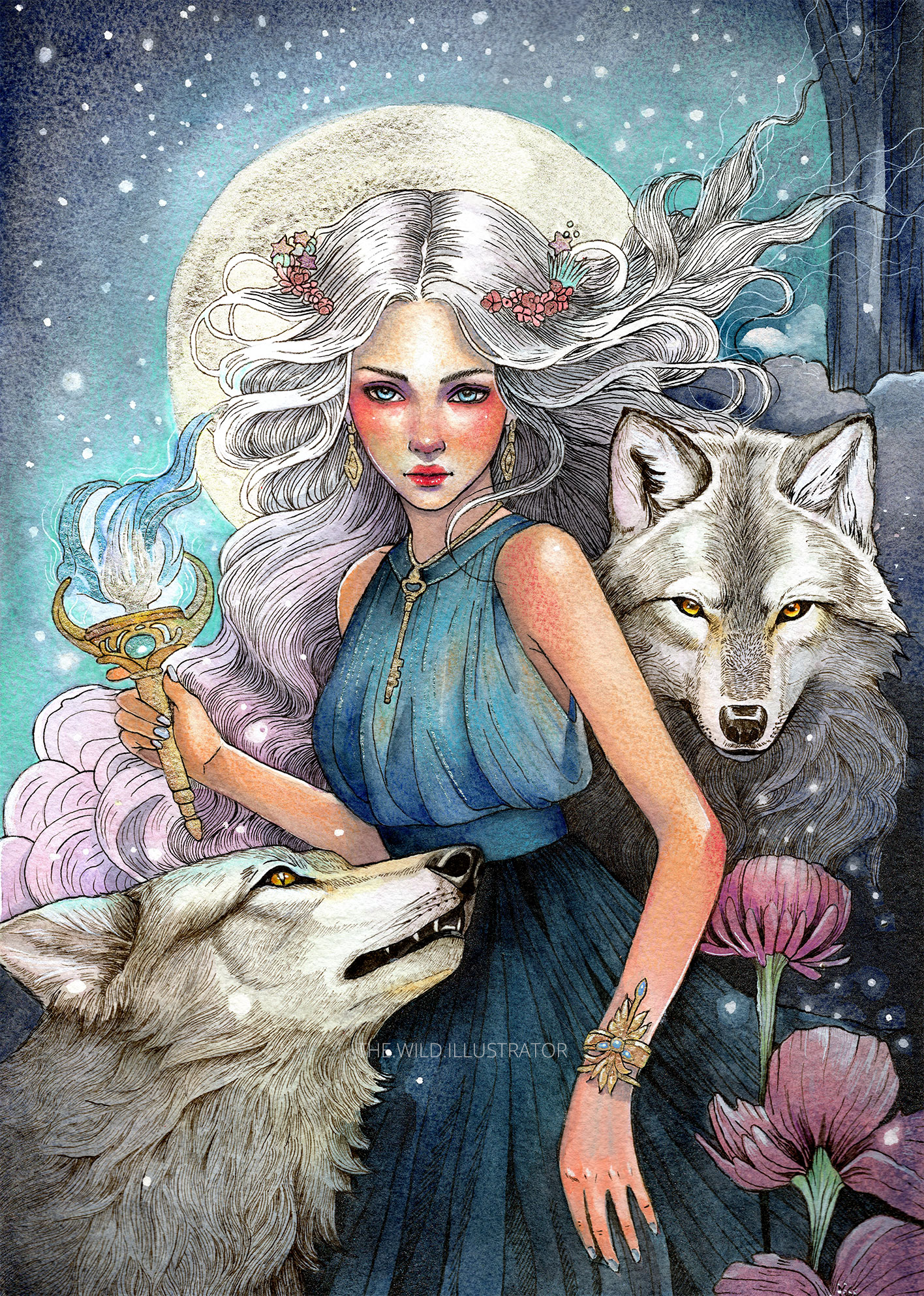 Hekate, watercolor painting, goddess art, transformation.