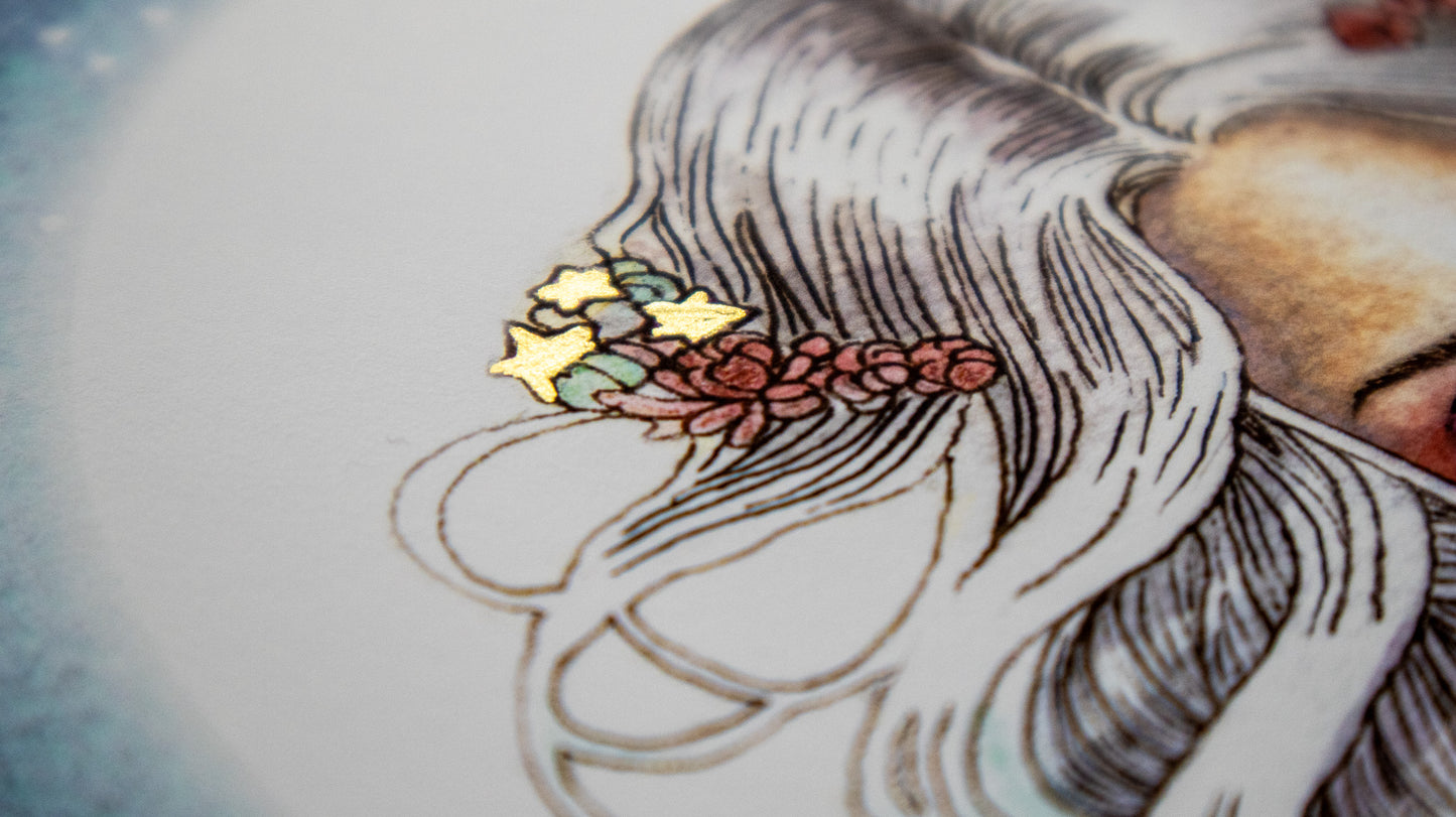 Hekate – Limited Edition A3+ Print, Hand-Embellished by the Artist with Gold