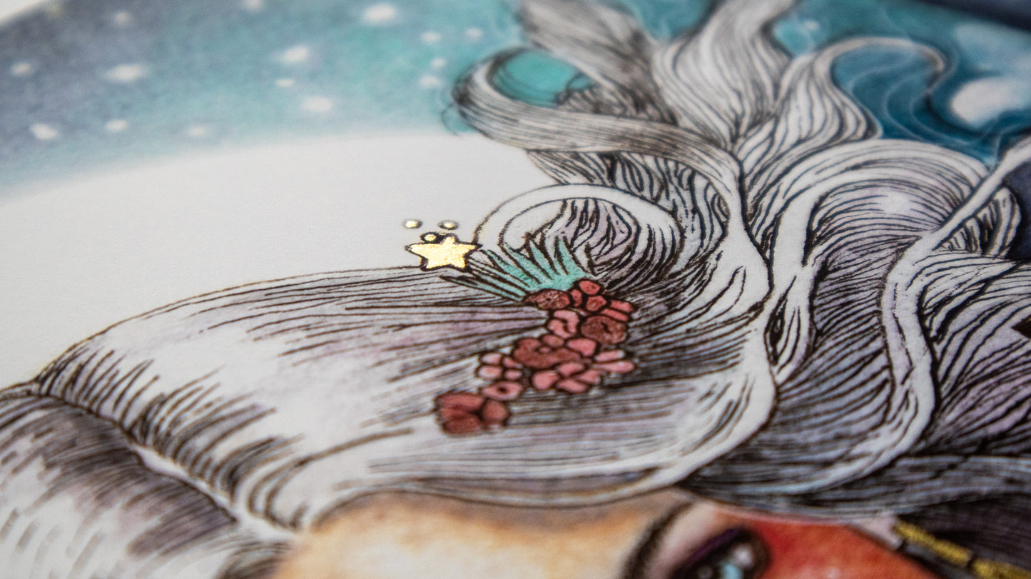 Hekate – Limited Edition A3+ Print, Hand-Embellished by the Artist with Gold