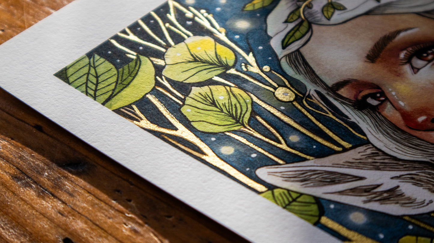 Golden Silence – Limited Edition Print, Hand-Embellished Fine Art Print