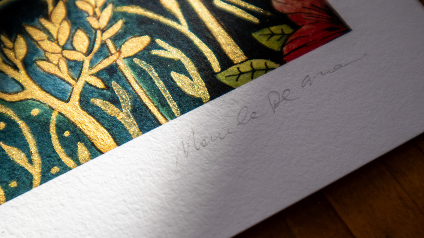 Golden Silence – Limited Edition Print, Hand-Embellished Fine Art Print