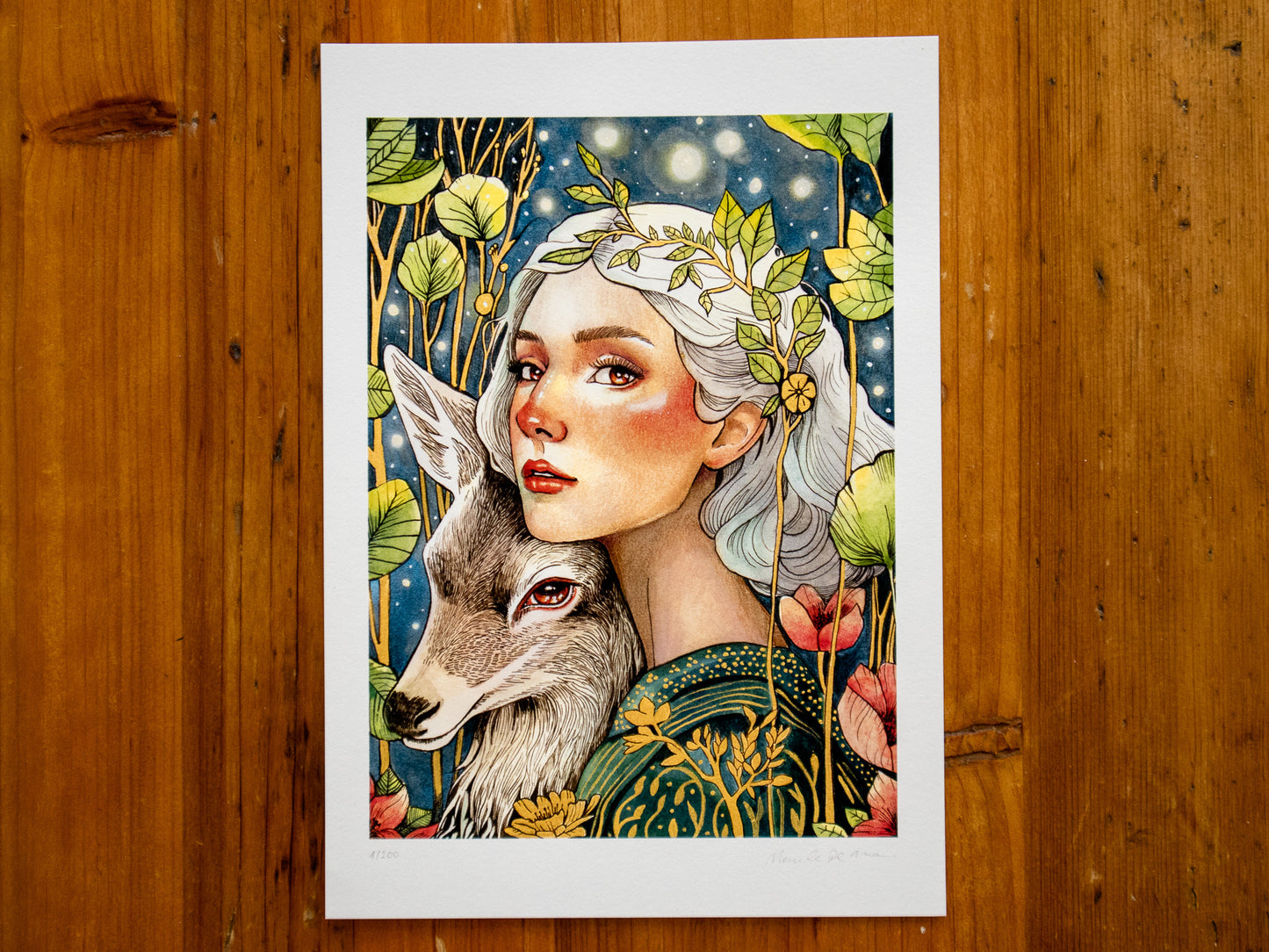 Golden Silence – Limited Edition Print, Hand-Embellished Fine Art Print