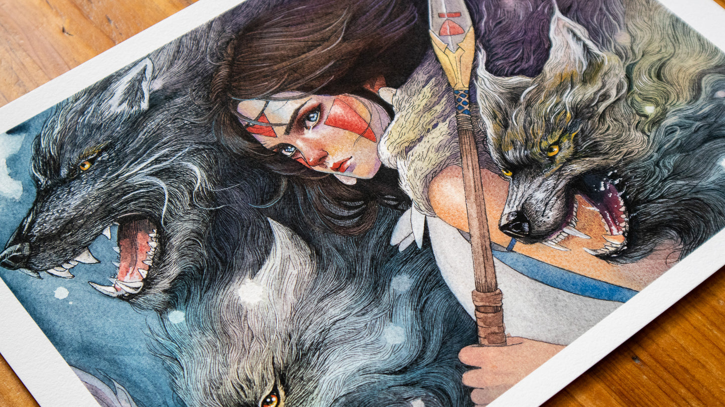 Daughter of the Wolves – Limited Edition Print, Mononoke-Inspired