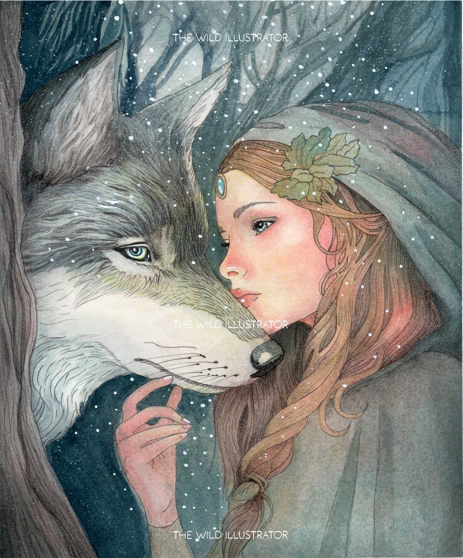 Spirit of the Wild: a mystical wolf art print symbolizing spiritual connection and natural beauty. 