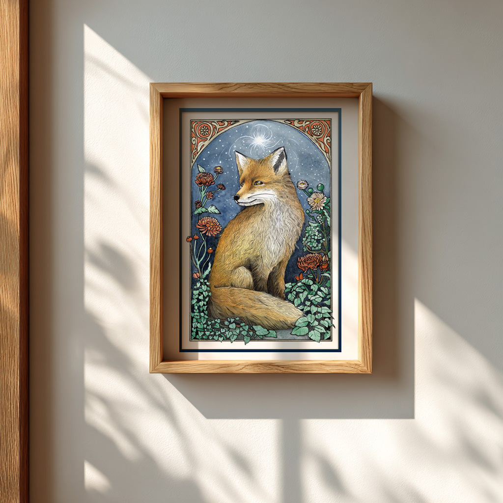 Spirit of the Fox – Original Watercolor Painting Framed