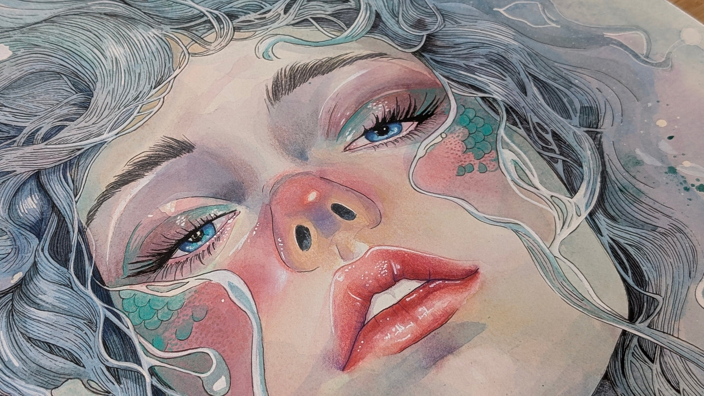 The Abyss Within | Original Ocean-Inspired Watercolor Painting Close-up