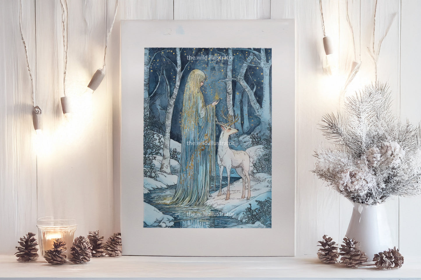 Celebrate the winter solstice with The Solstice Spirit original watercolour painting. Perfect for nature-inspired home decor.