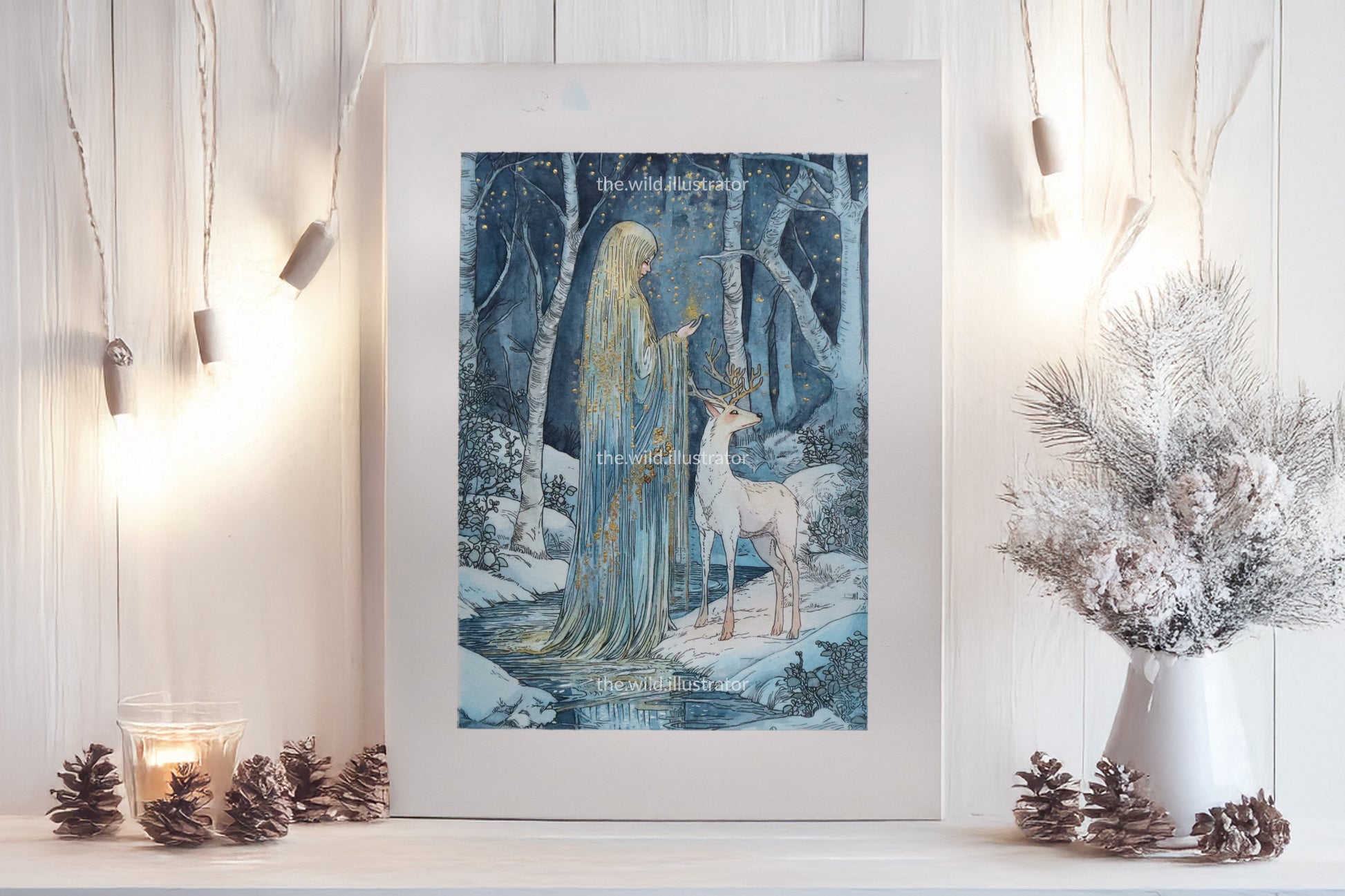 Celebrate the winter solstice with The Solstice Spirit original watercolour painting. Perfect for nature-inspired home decor.