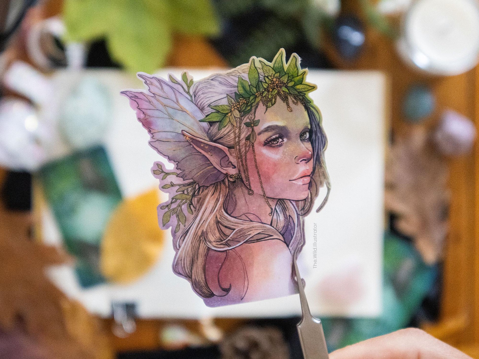 Silent Enchantment Fairy Sticker - Mystical Vinyl Fairy Art in Enchanted Forest, Whimsical Decor for Journals, Laptops, and Water Bottles.