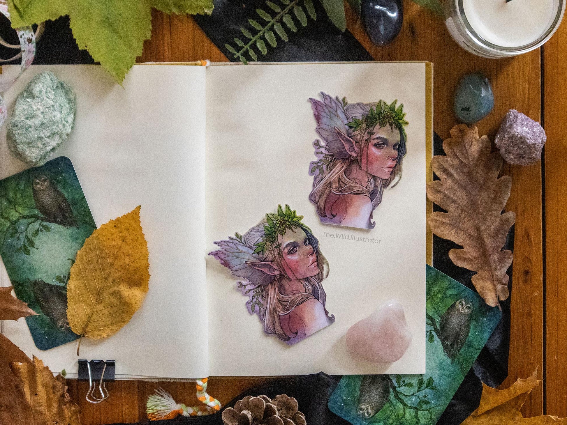 Silent Enchantment Fairy Sticker - Mystical Vinyl Fairy Art in Enchanted Forest, Whimsical Decor for Journals, Laptops, and Water Bottles.